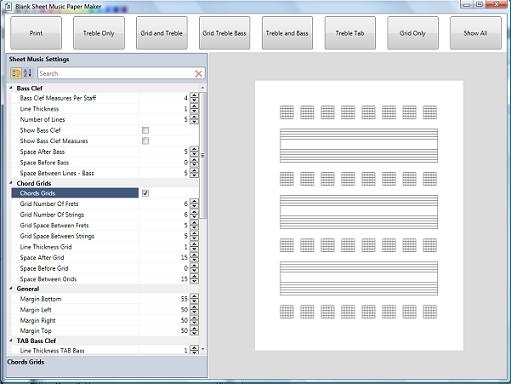 Screen shot of Blank Sheet Music Paper Maker program