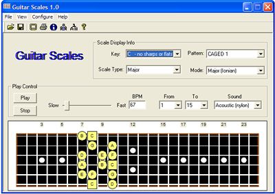 Screen shot of Guitar Scales program